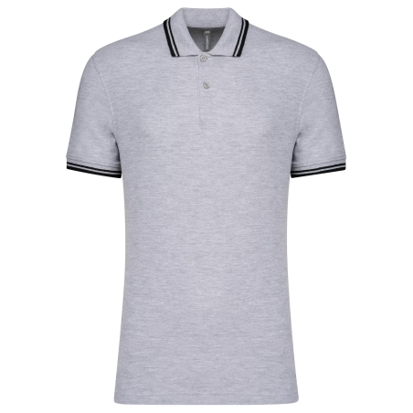 Men's short-sleeved polo shirt with contrasting piping