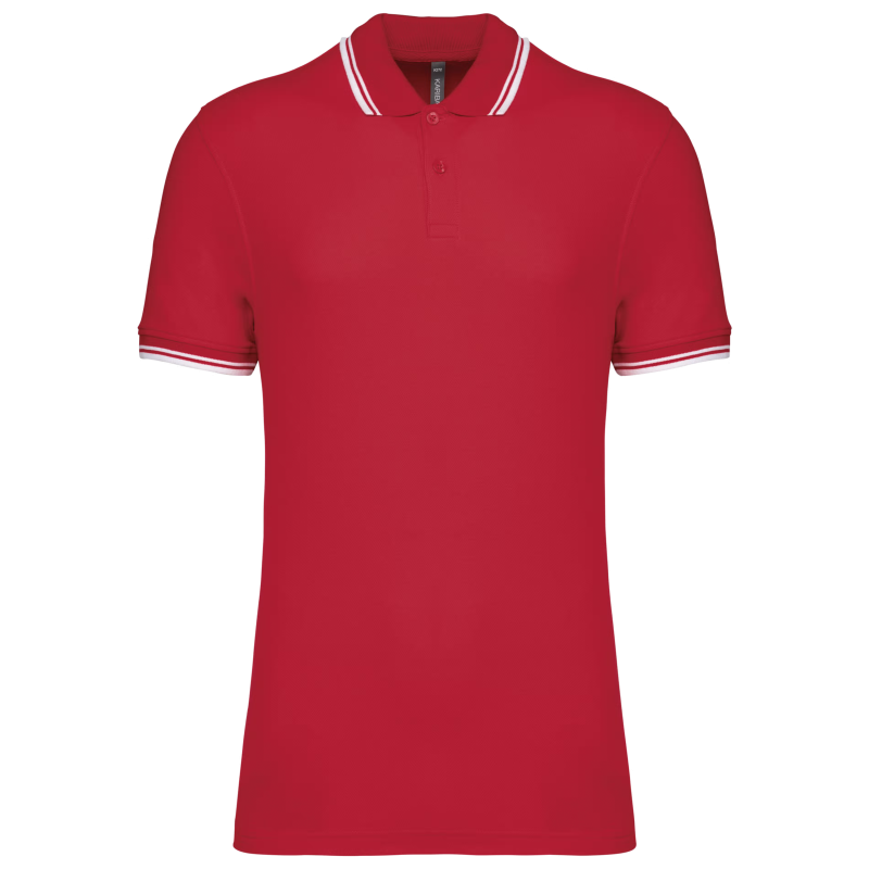 Men's short-sleeved polo shirt with contrasting piping