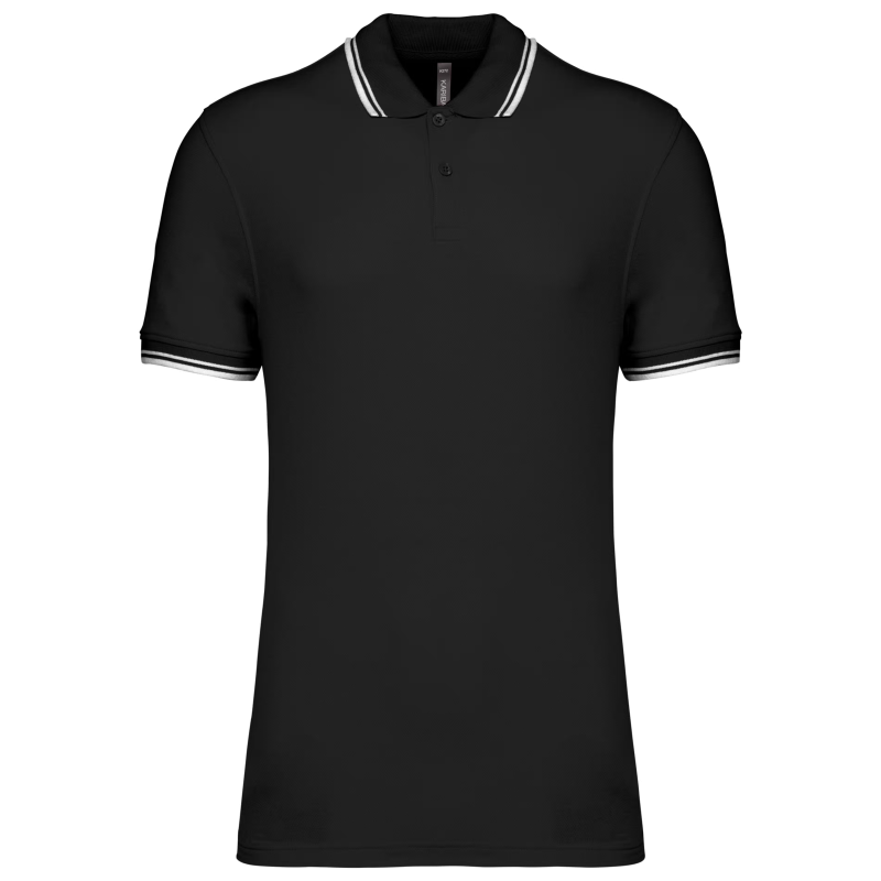Men's short-sleeved polo shirt with contrasting piping