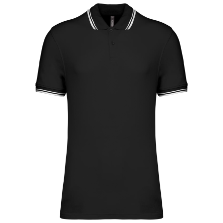 Men's short-sleeved polo shirt with contrasting piping